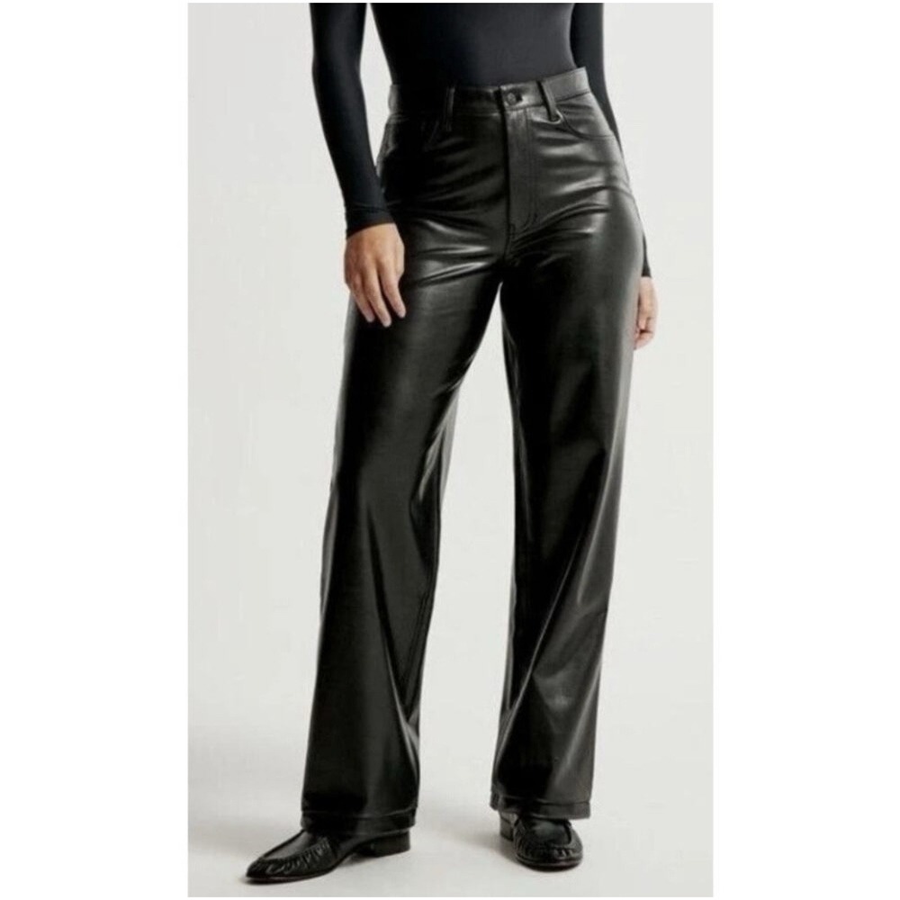 Abercrombie & Fitch‎ Curve Love Pants 33/16 Faux Leather 90s Straight High Rise